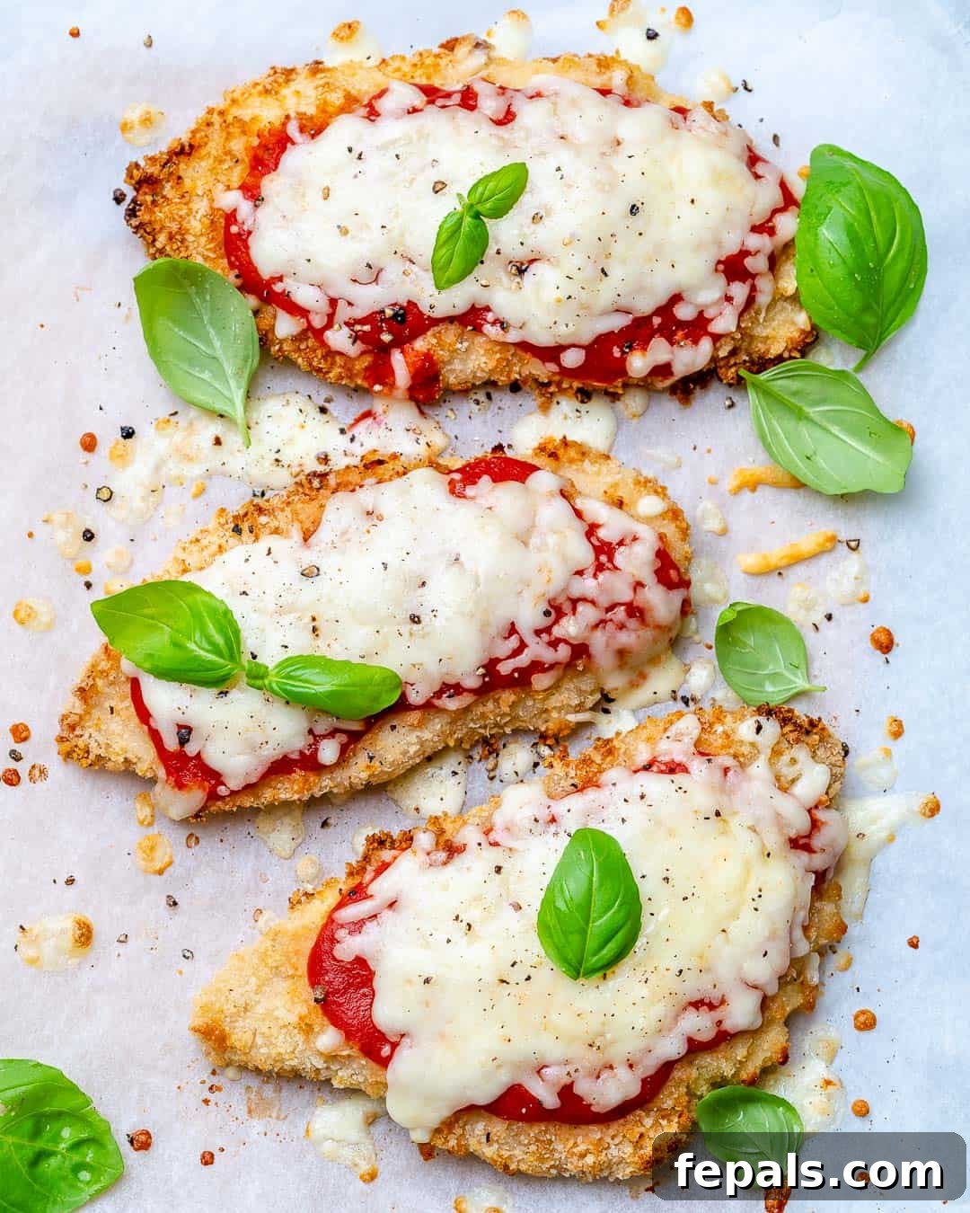 Crispy Air Fryer Chicken Parmesan 8 Air fryer chicken parmesan recipe with mozzarella cheese and basil