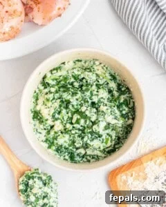 Cheese and spinach filling in a bowl.