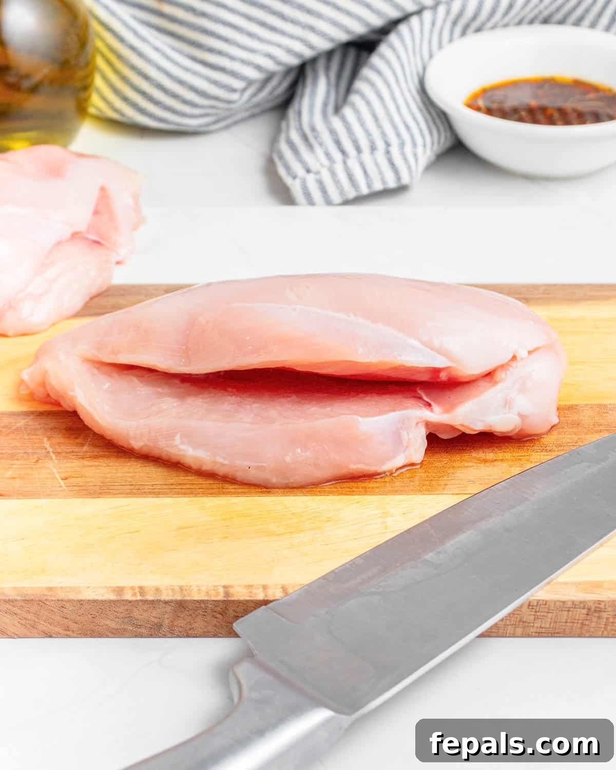Creamy Spinach and Cheese Stuffed Chicken 4 Chicken breast sliced in the middle to create a deep pocket for stuffing.