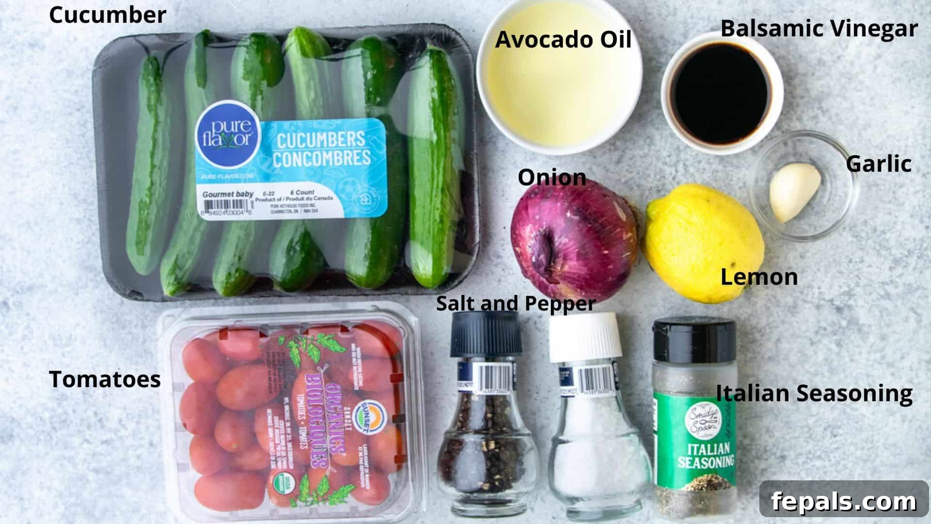 Summer's Delight Salad 3 A visual guide showing all the fresh ingredients perfectly laid out on a table, ready for making the salad.