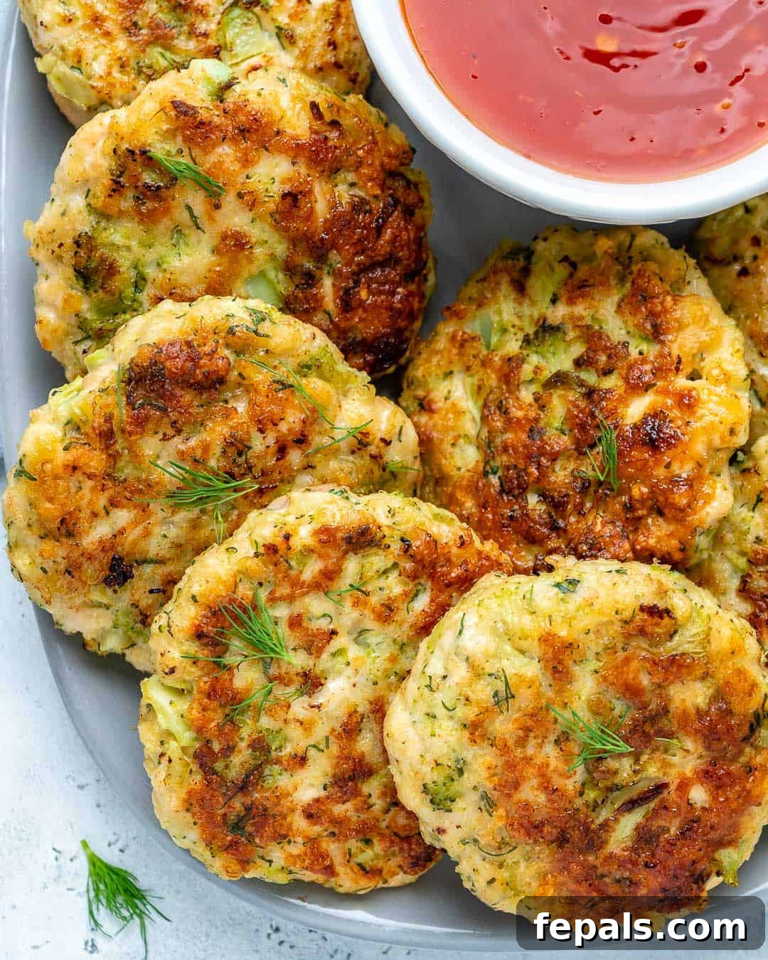 Savory Chicken & Broccoli Bites 7 close up view of fritters