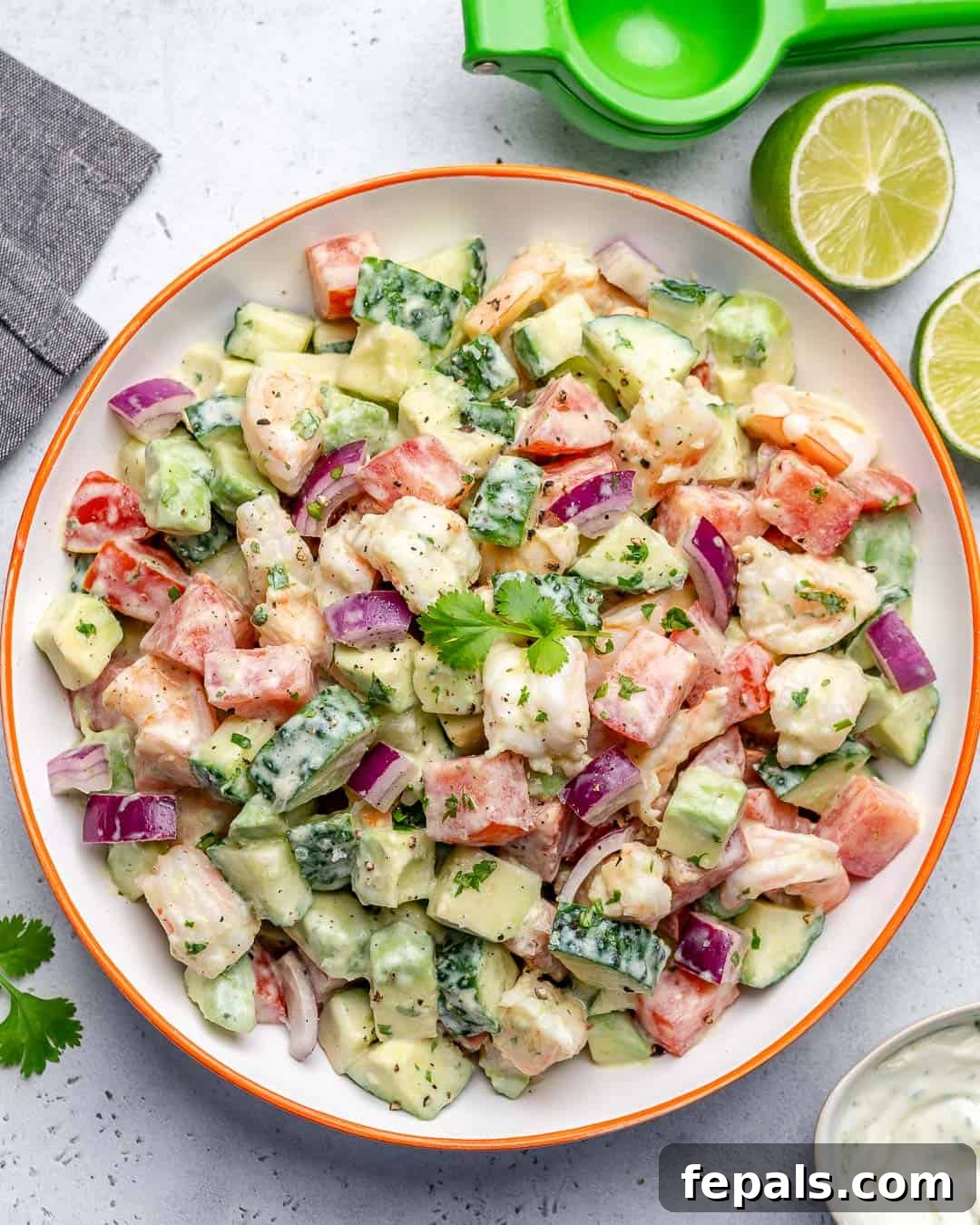 Zesty Shrimp Avocado Salad 2 top view shrimp salad