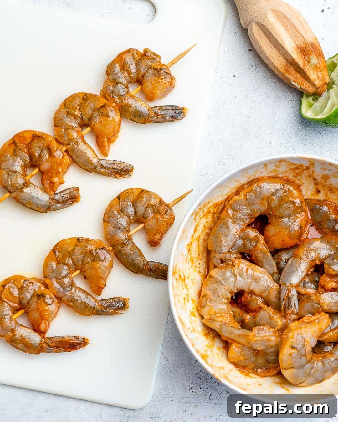 Zesty Shrimp Avocado Corn Salad 5 raw seasoned shrimp on skewers