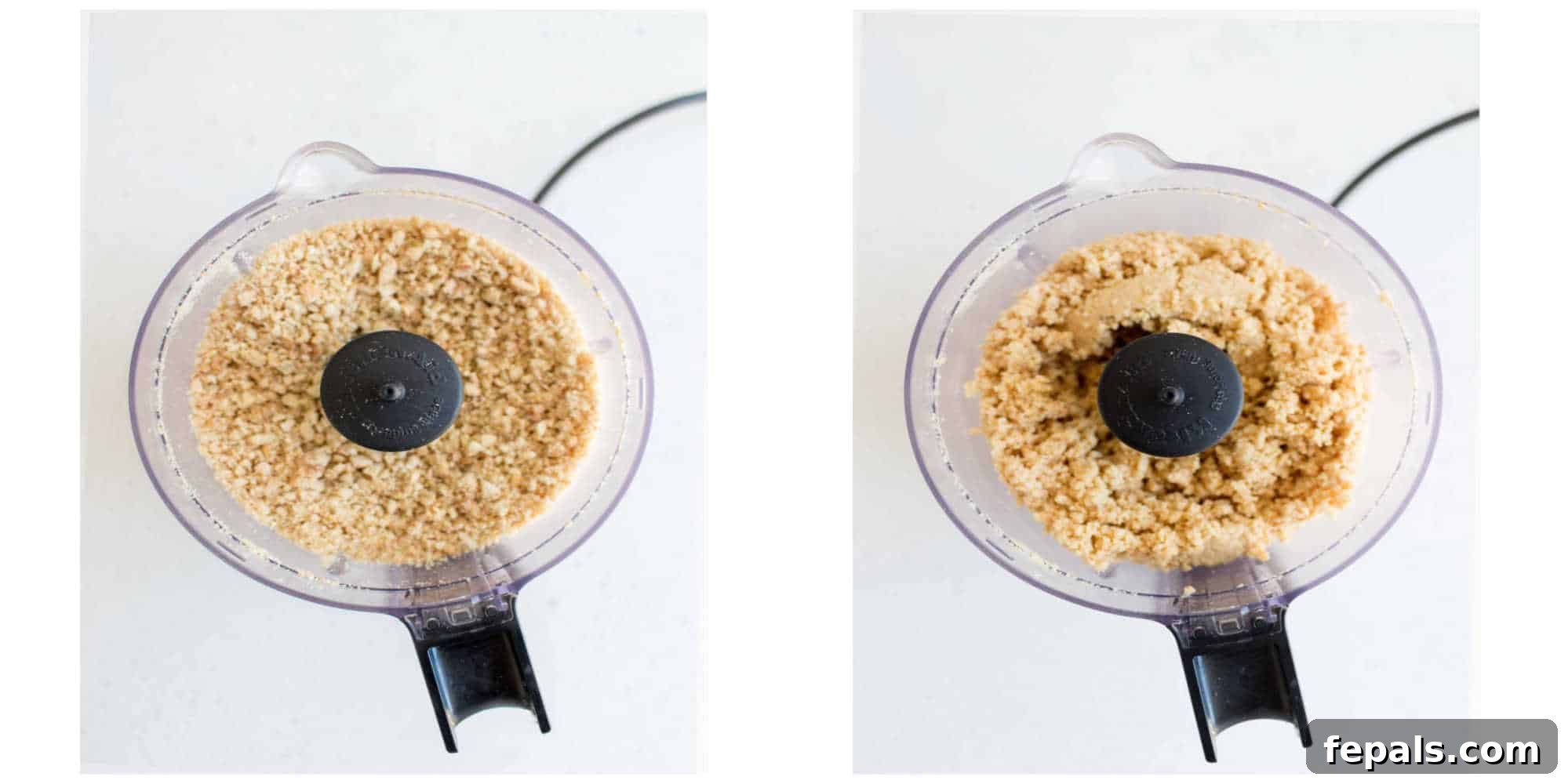 collage of cashew butter in food processor