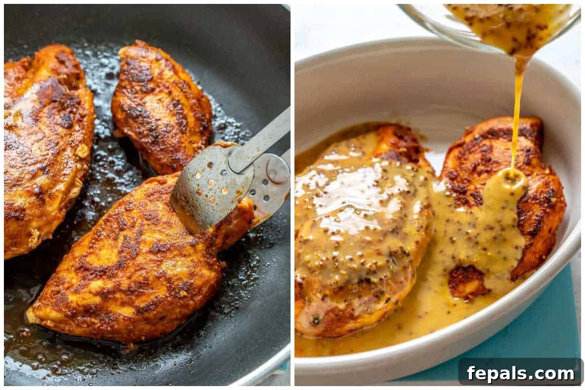 Golden Honey Mustard Chicken 4 process shot to make the chicken and add it to a dish.