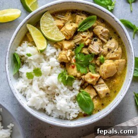 Bowl of Instant Pot Chicken Curry with rice