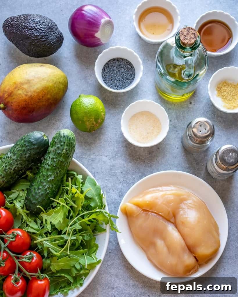 Sunshine Grilled Chicken Mango Salad 4 ingredients for the mango chicken salad