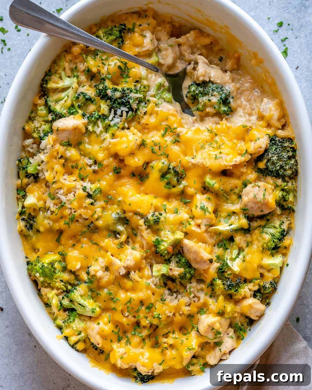 Creamy Chicken Broccoli Rice Bake 8 Full dish of healthy chicken and broccoli casserole