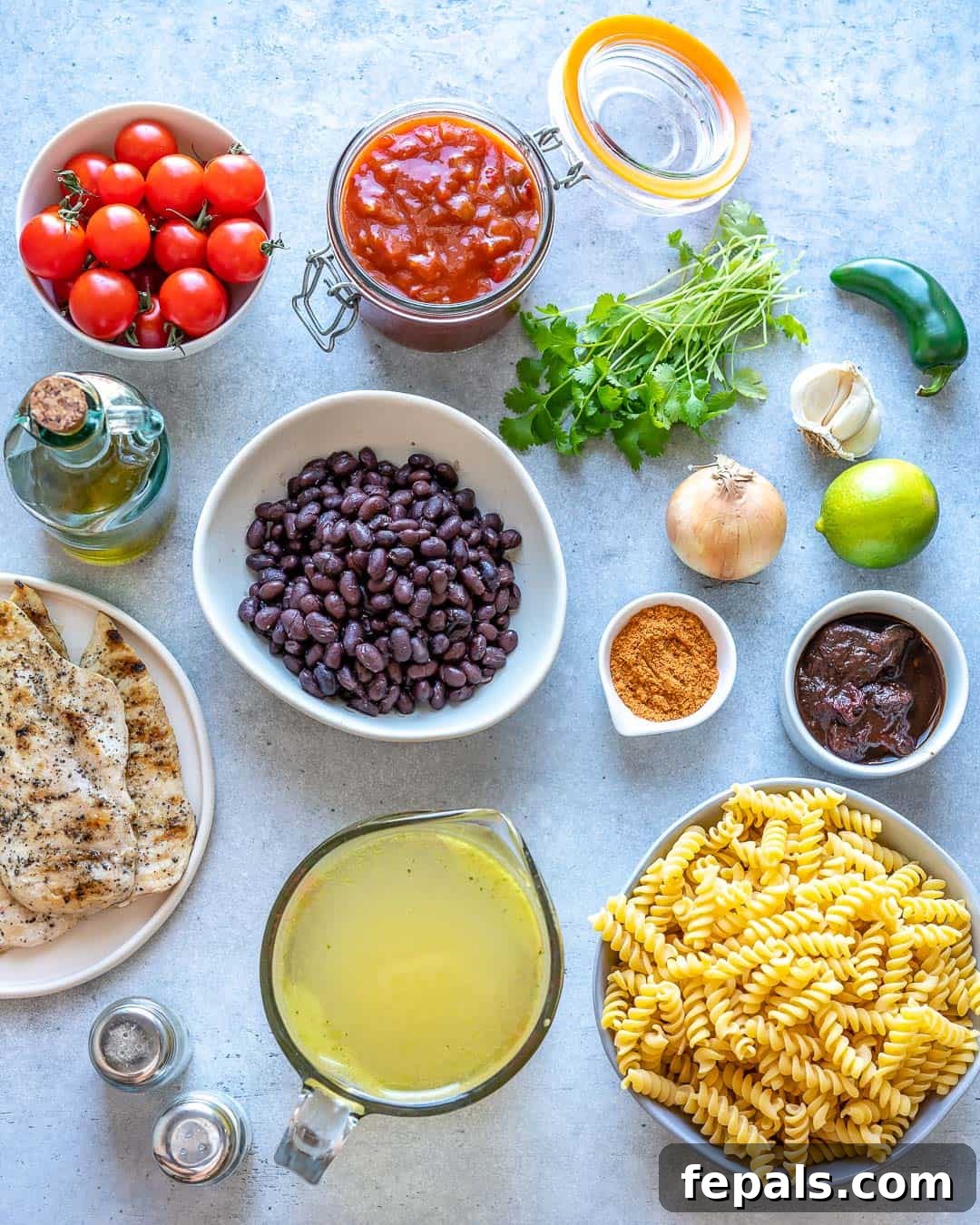 Smoky Chipotle Chicken Pasta 4 Ingredients for Mexican Chipotle Chicken Pasta on counter