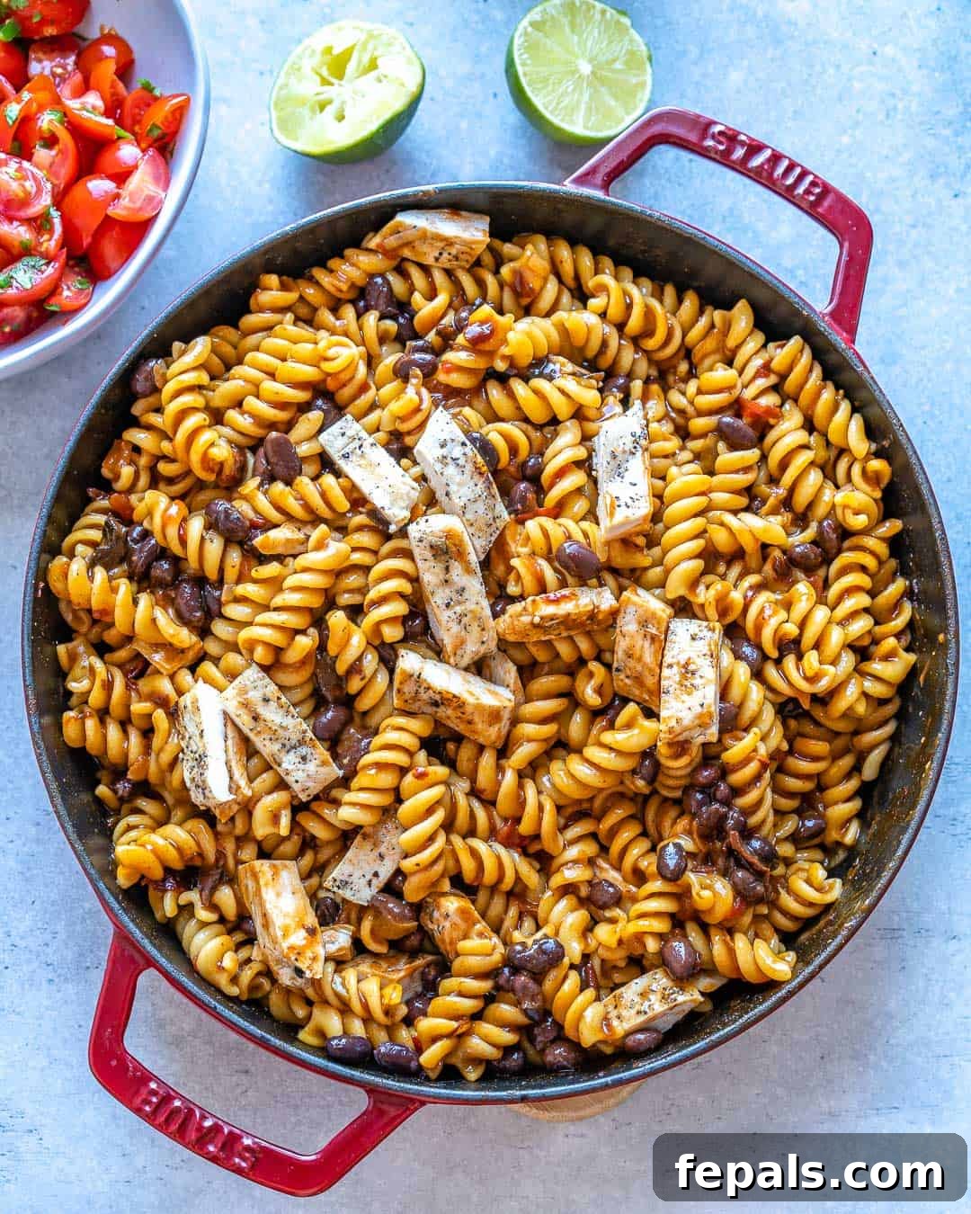 Smoky Chipotle Chicken Pasta 6 Grilled chicken added to pot of pasta.