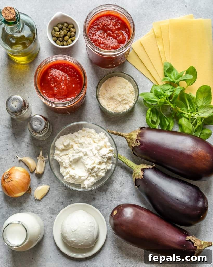 Roasted Eggplant and Ricotta Lasagna 4 lasagna ingredients