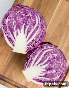 Mastering Cabbage Cuts 20 top view of red cabbage cut in half