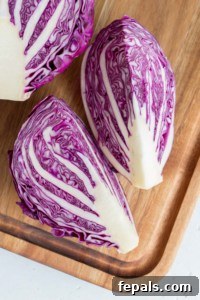 Mastering Cabbage Cuts 21 red cabbage cut into quarters