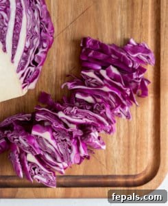 Mastering Cabbage Cuts 24 red cabbage cut into smaller shreds
