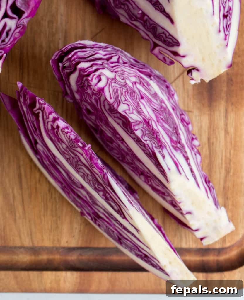 Mastering Cabbage Cuts 9 top view red cabbage sliced thinner