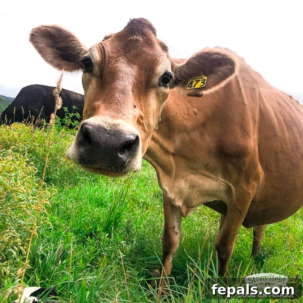 Peanut Butter Bliss Dip 5 close up image of brown cow on field