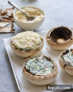 Rustic Tuscan Stuffed Mushrooms 16 panko bread crumbs are added over stuffed mushrooms before baking.