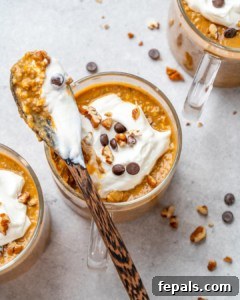 spoonful of overnight oats over cup