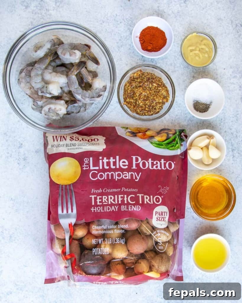 Golden Honey Mustard Shrimp and Crispy Potatoes 4 ingredients to make the shrimp and potatoes