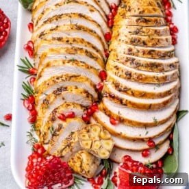 Tender Maple Glazed Boneless Turkey Breast 11 side shot of sliced roasted turkey breast