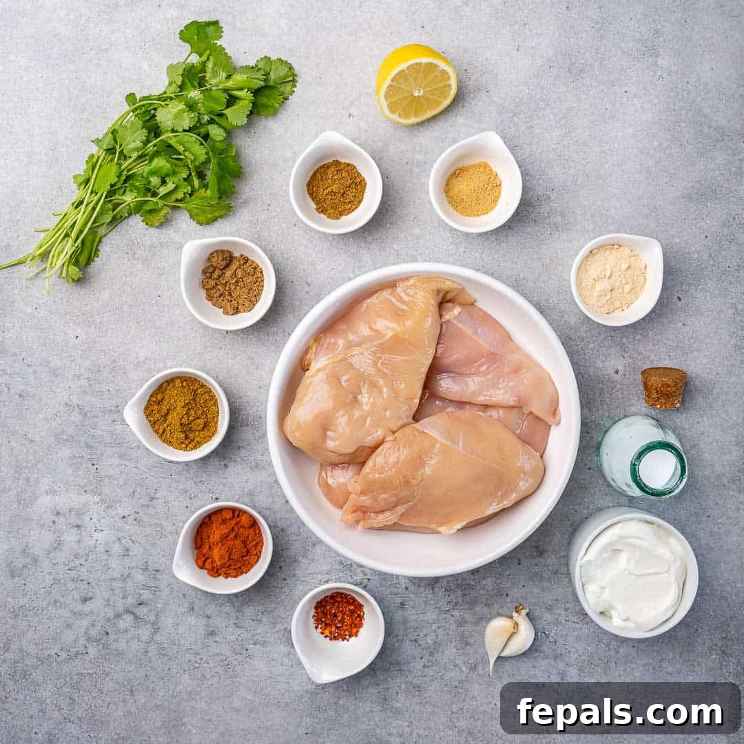 Flavorful Tandoori Chicken Made Easy 4 Ingredients for tandoori chicken on gray counter