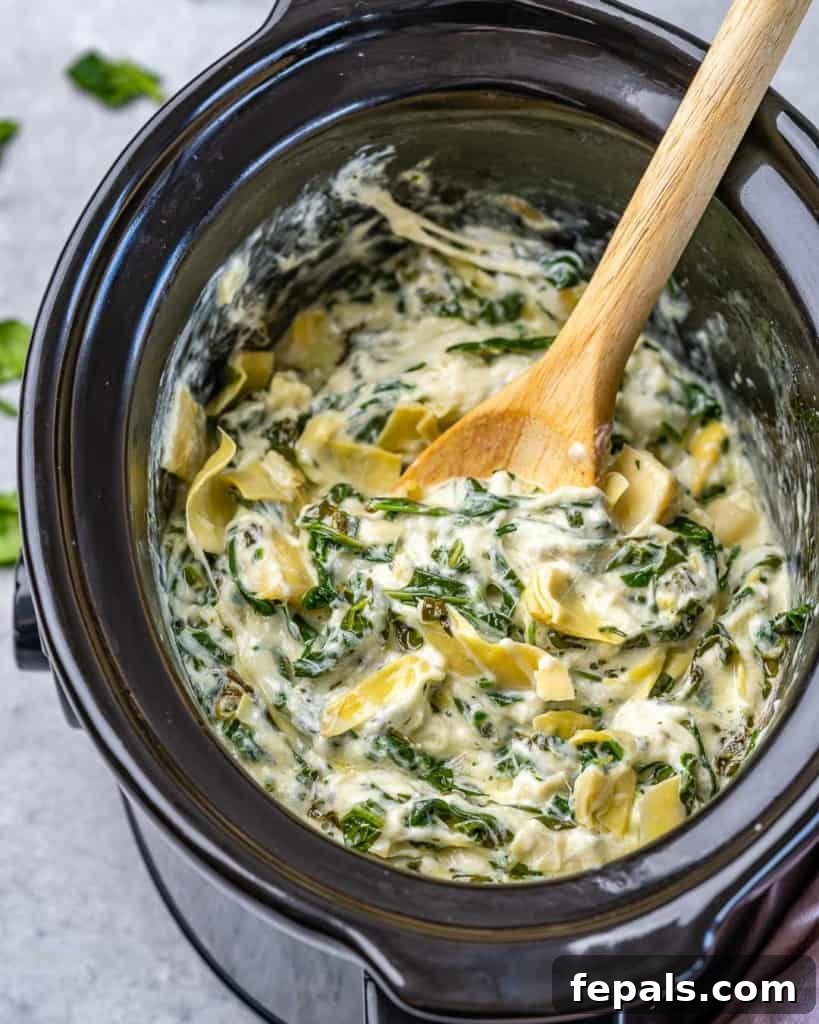 spinach artichoke dip in crock pot 