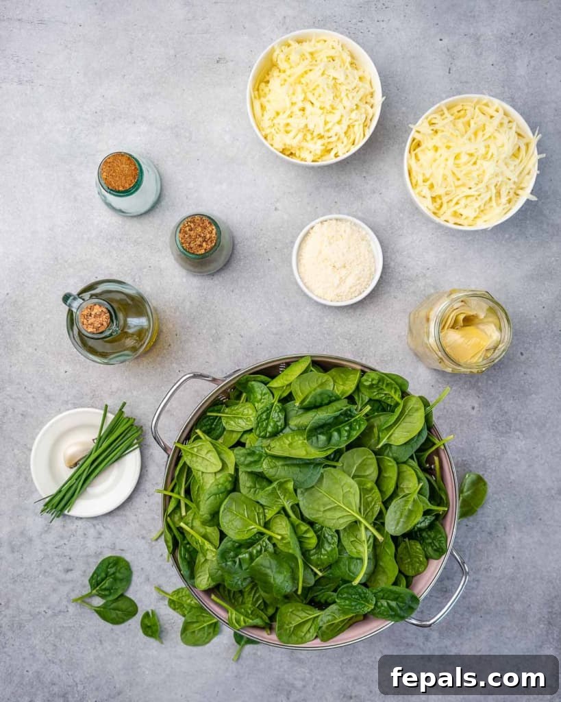 Overhead shot of ingredients for dip.