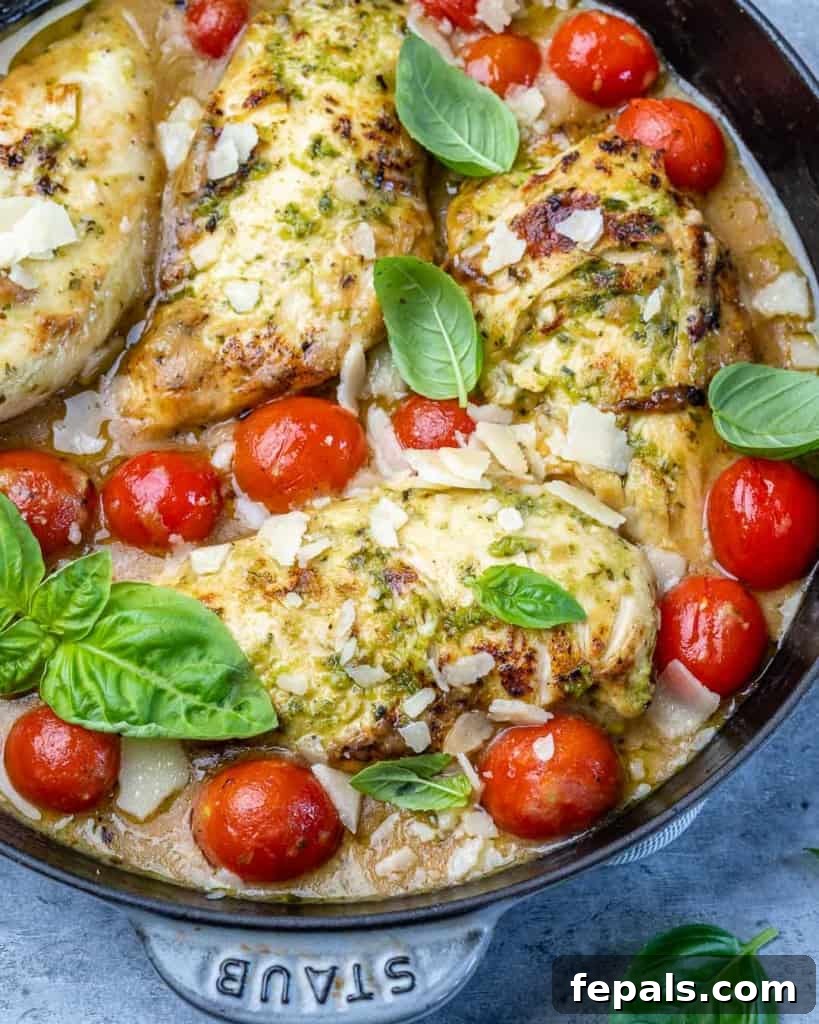 Irresistible Pesto Chicken 6 close up chicken breast in a pesto sauce
