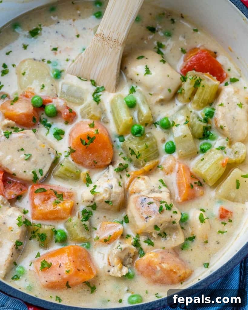 Velvety Chicken Stew 8 chicken stew in a pot