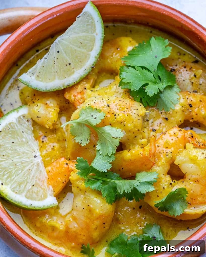 Creamy Coconut Green Curry with Shrimp 8 close up shrimp curry recipe