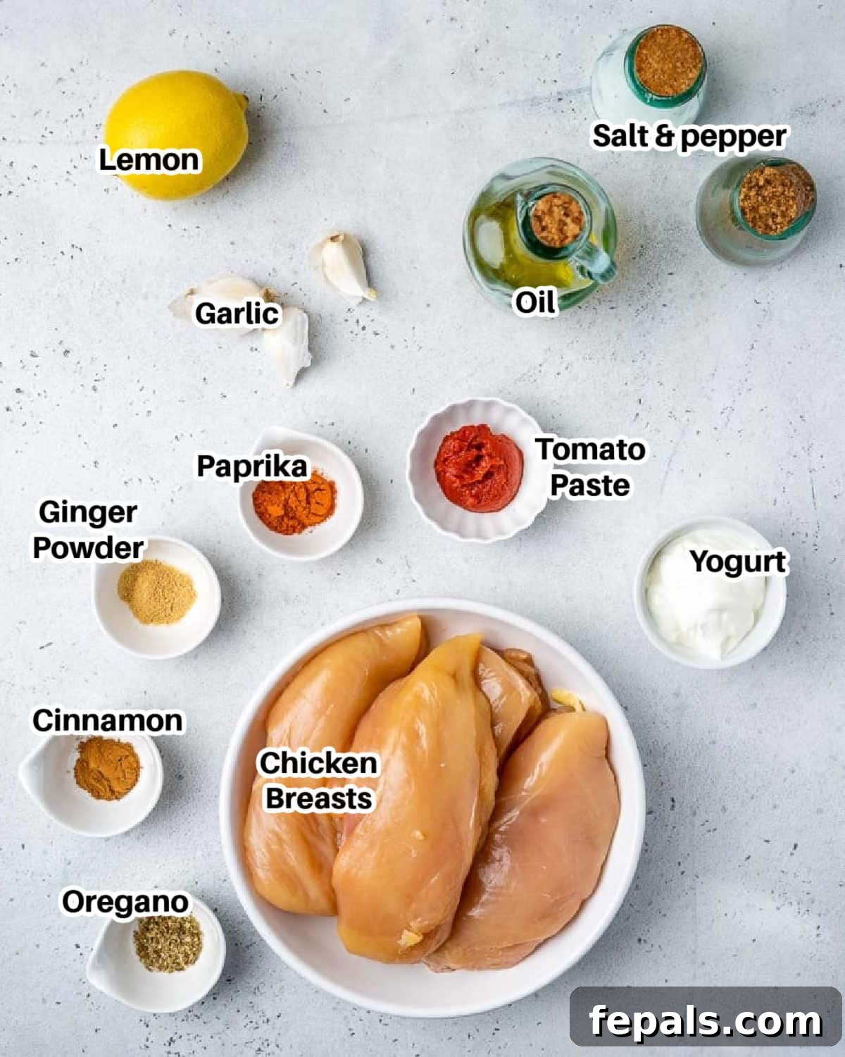 Ingredients to make chicken tawook.