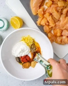 mixing and making the shish tawook marinade