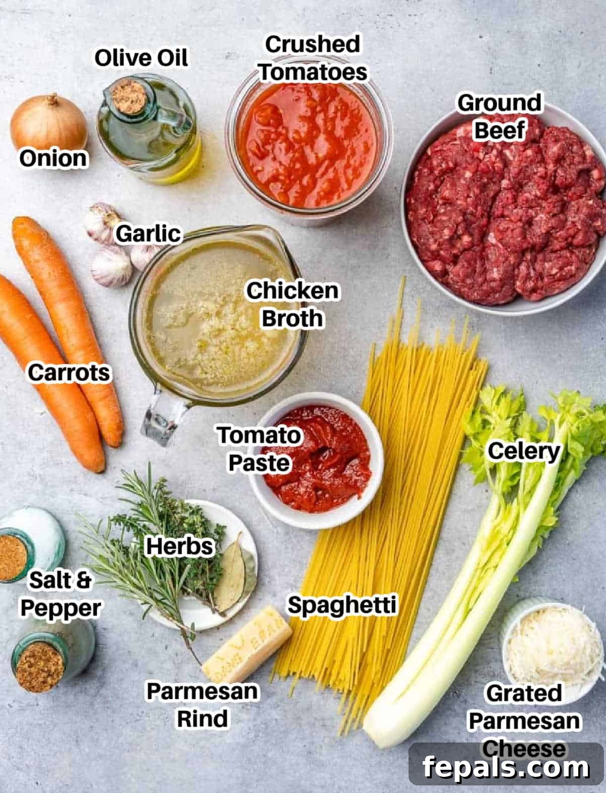 Hearty Beef Bolognese 4 ingredients to make beef bolognese