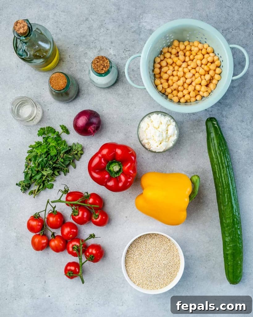Vibrant Chickpea Quinoa Salad 4 ingredients to make chickpea salad