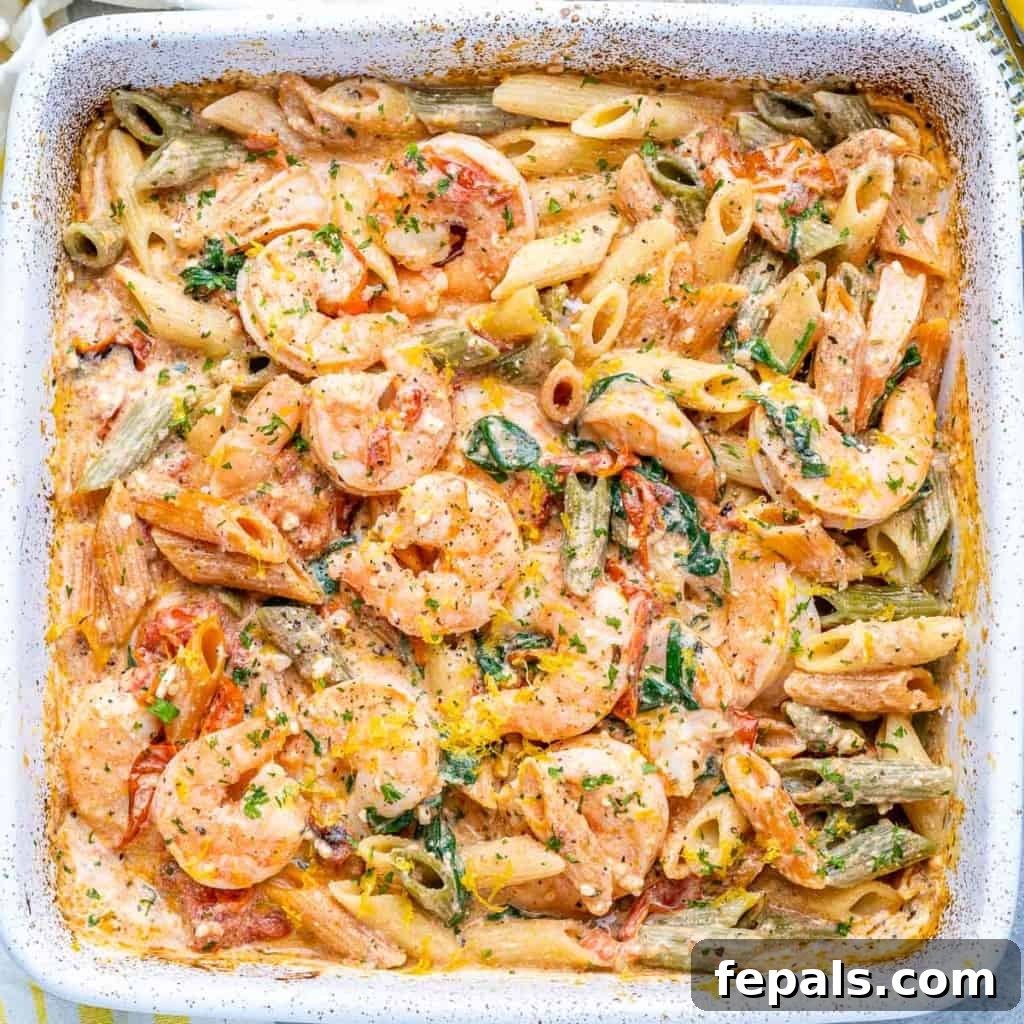 baked feta pasta with shrimp