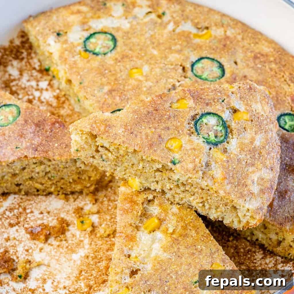Top view of several slices of skillet cornbread arranged beautifully, ready to be served.