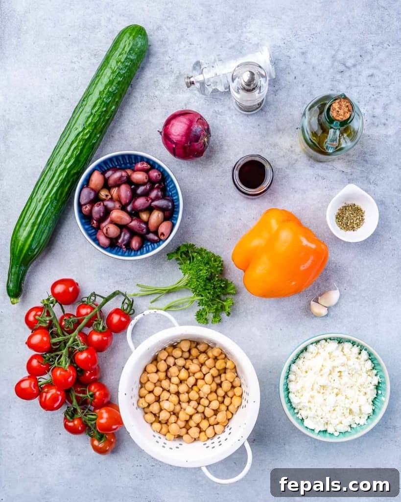 Zesty Greek Garbanzo Medley 4 ingredients to make greek chickpea salad