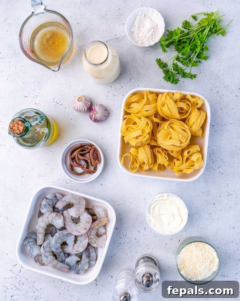 ingredients to make shrimp alfredo