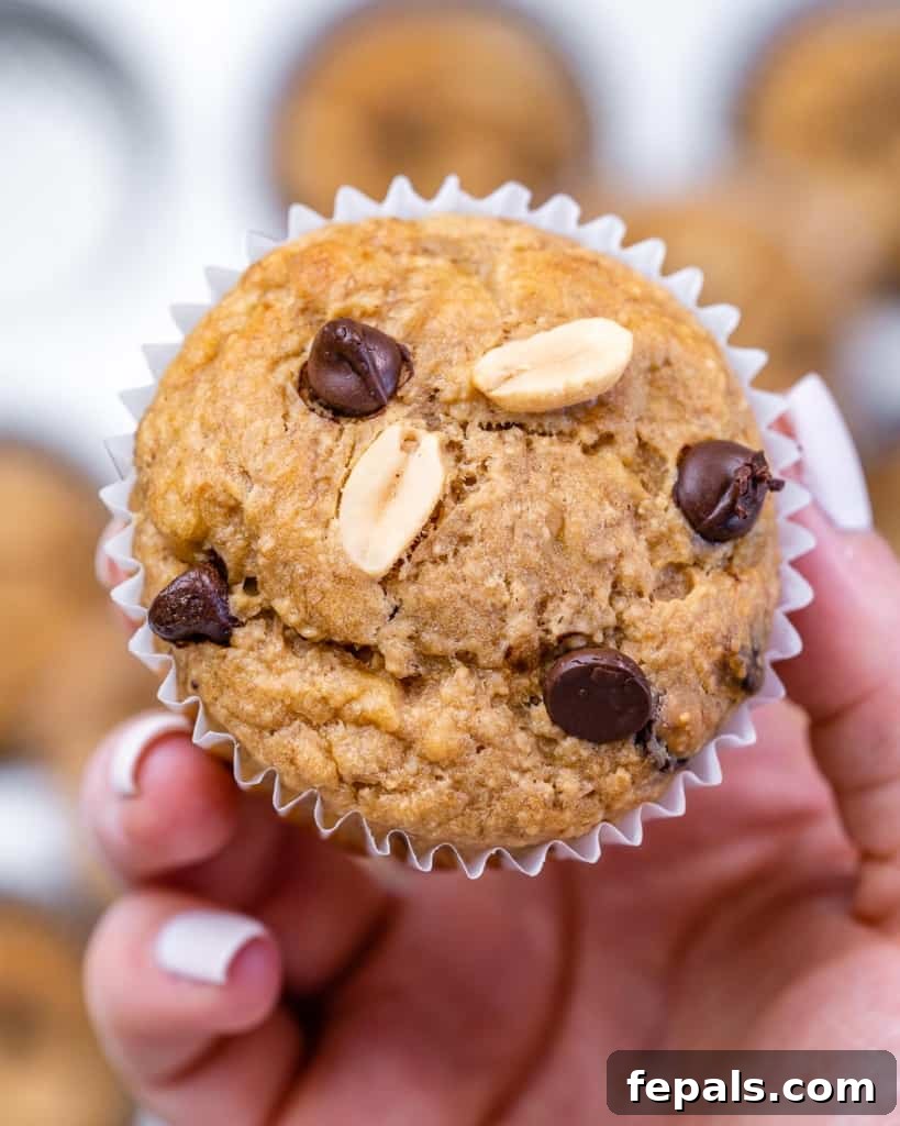 hand holding peanut butter muffins