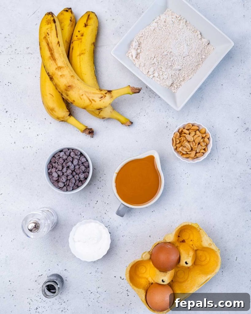 ingredients to make healthy peanut butter muffins 