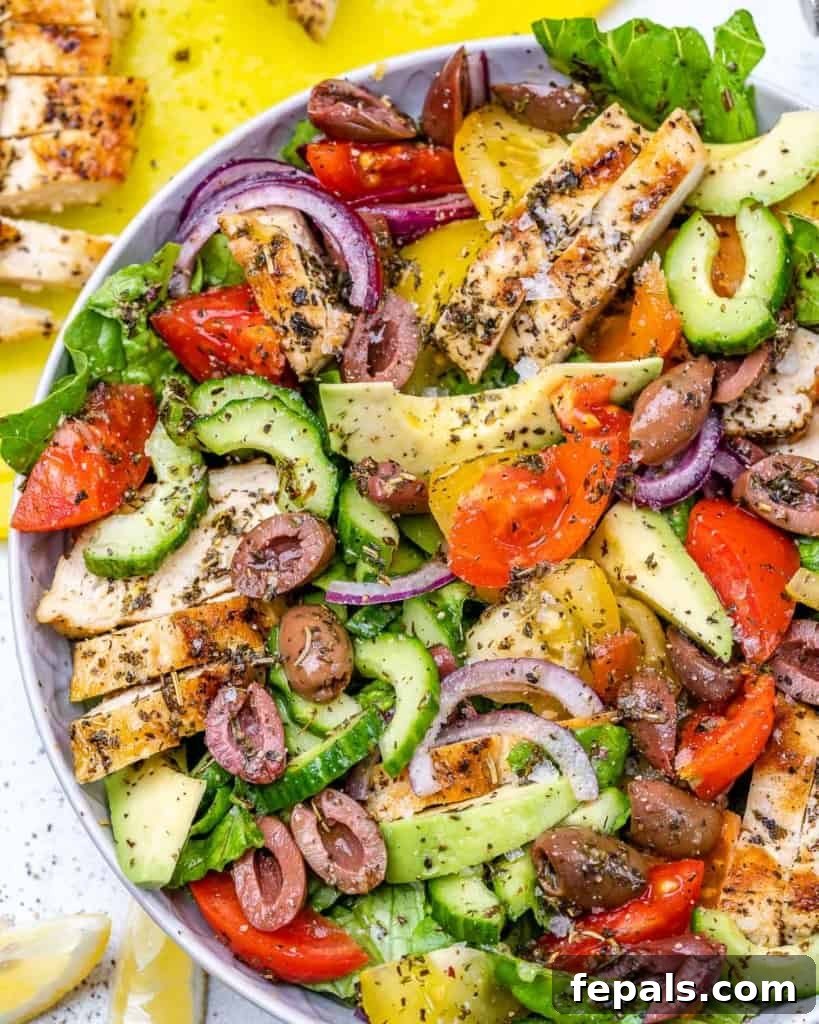 Vibrant Mediterranean Chicken Salad 7 close up chicken salad in a bowl