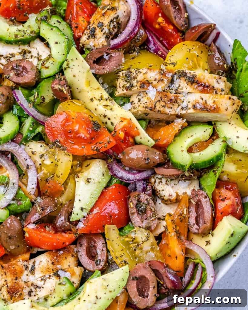 Vibrant Mediterranean Chicken Salad 8 close up chicken salad in a bowl