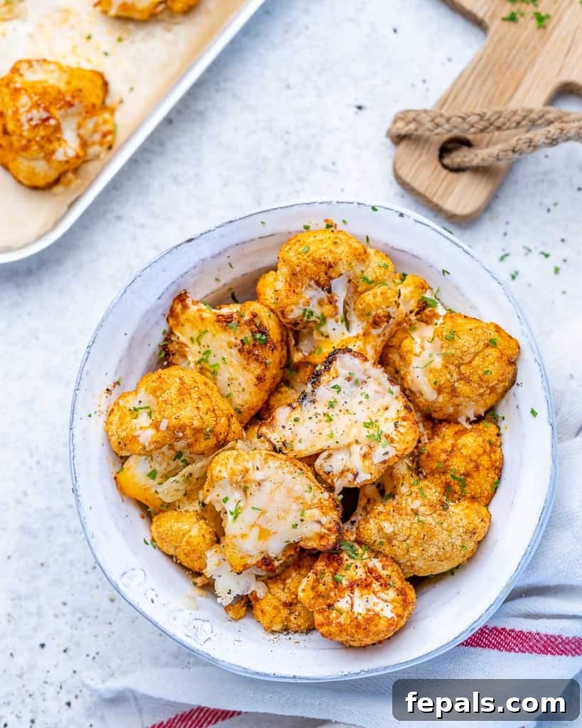 top view roasted cauliflower 