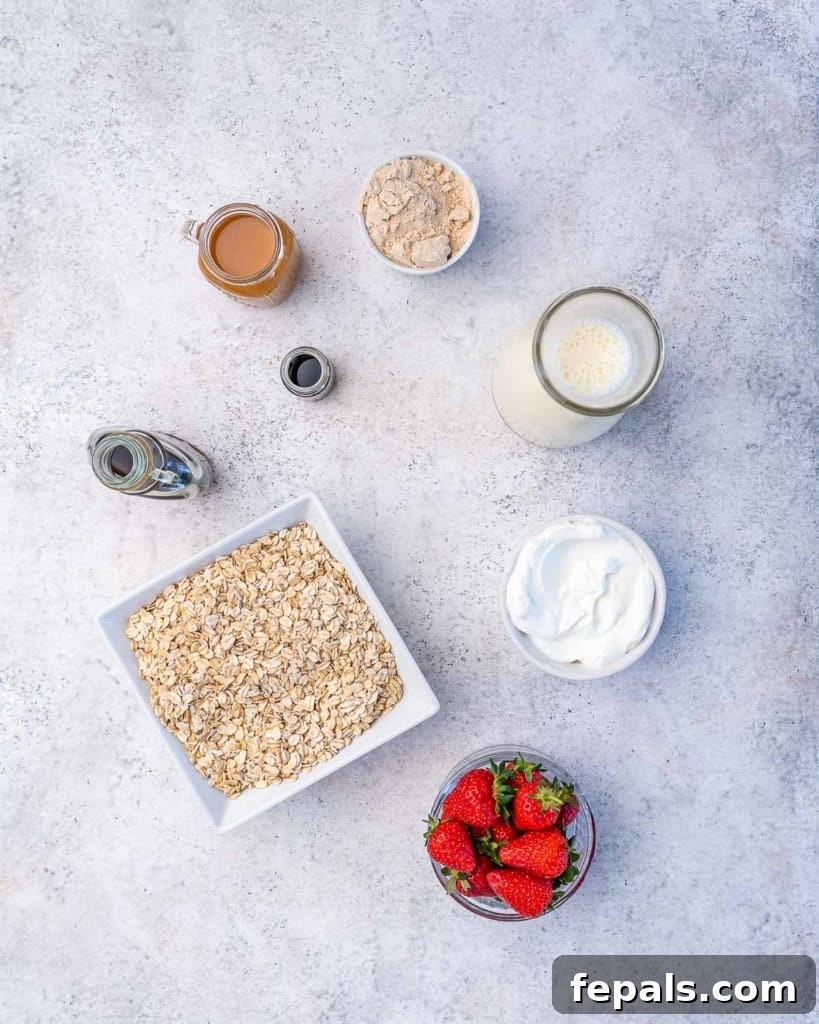 Creamy Peanut Butter Protein Overnight Oats 4 ingredients to make overnight oats