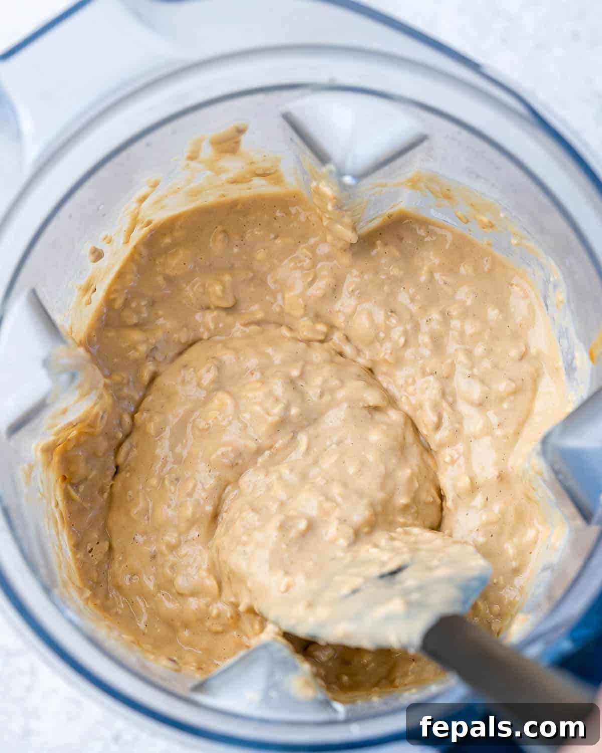 Creamy Peanut Butter Protein Overnight Oats 6 blended overnight oats ingredients in the blender