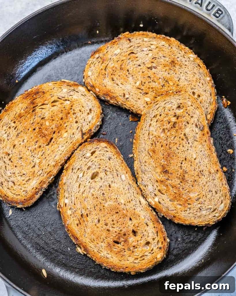 bread toasted in pan