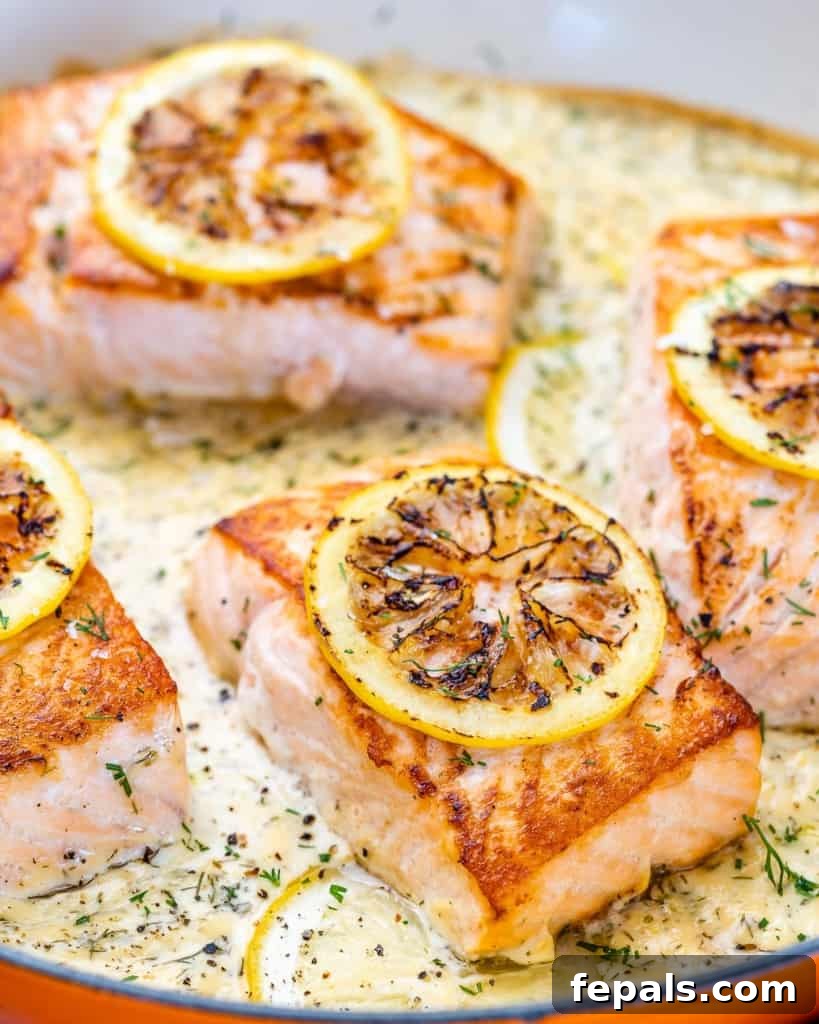 Silky Lemon Cream Salmon 9 image of salmon in lemon sauce