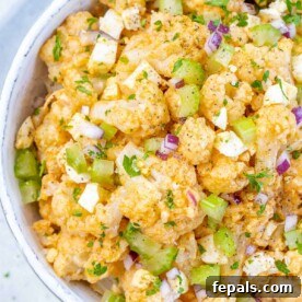Cauliflower Mock Potato Salad 10 bowl filled with cauliflower salad