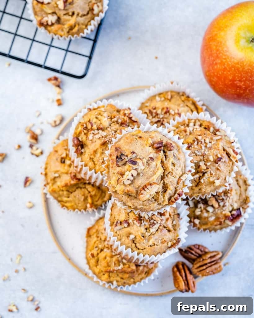 plate of apple pecan muffins