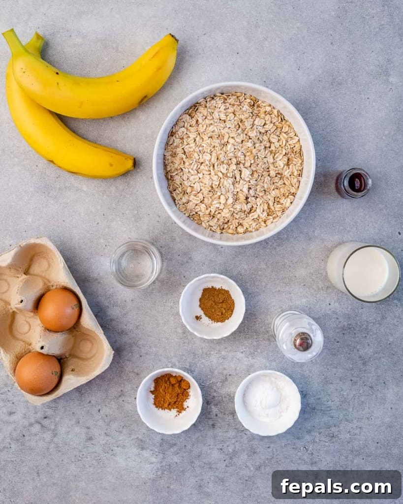 Wholesome Banana Oat Flapjacks 4 top view of ingredients for banana pancakes